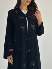 C 2501 Black Floral Beaded Abaya