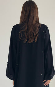 C 2501 Black Floral Beaded Abaya