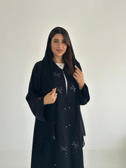 C 2501 Black Floral Beaded Abaya