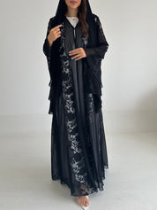 C 2502 Black Dantel Abaya