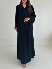 C 2503 Black Floral Beaded Abaya