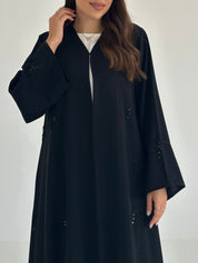 C 2503 Black Floral Beaded Abaya