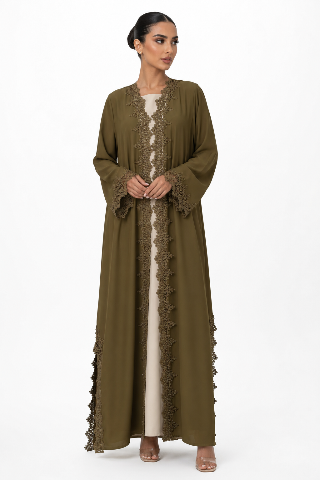 C 2506 Kiwi Mochi Lace Abaya