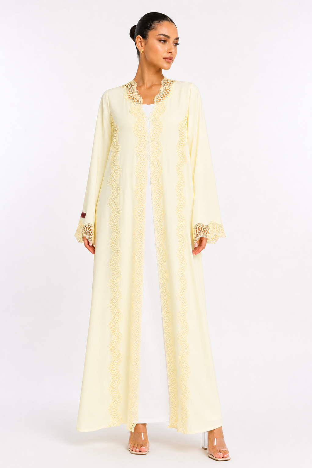 C 2508 Vanilla Fluff Lace Abaya