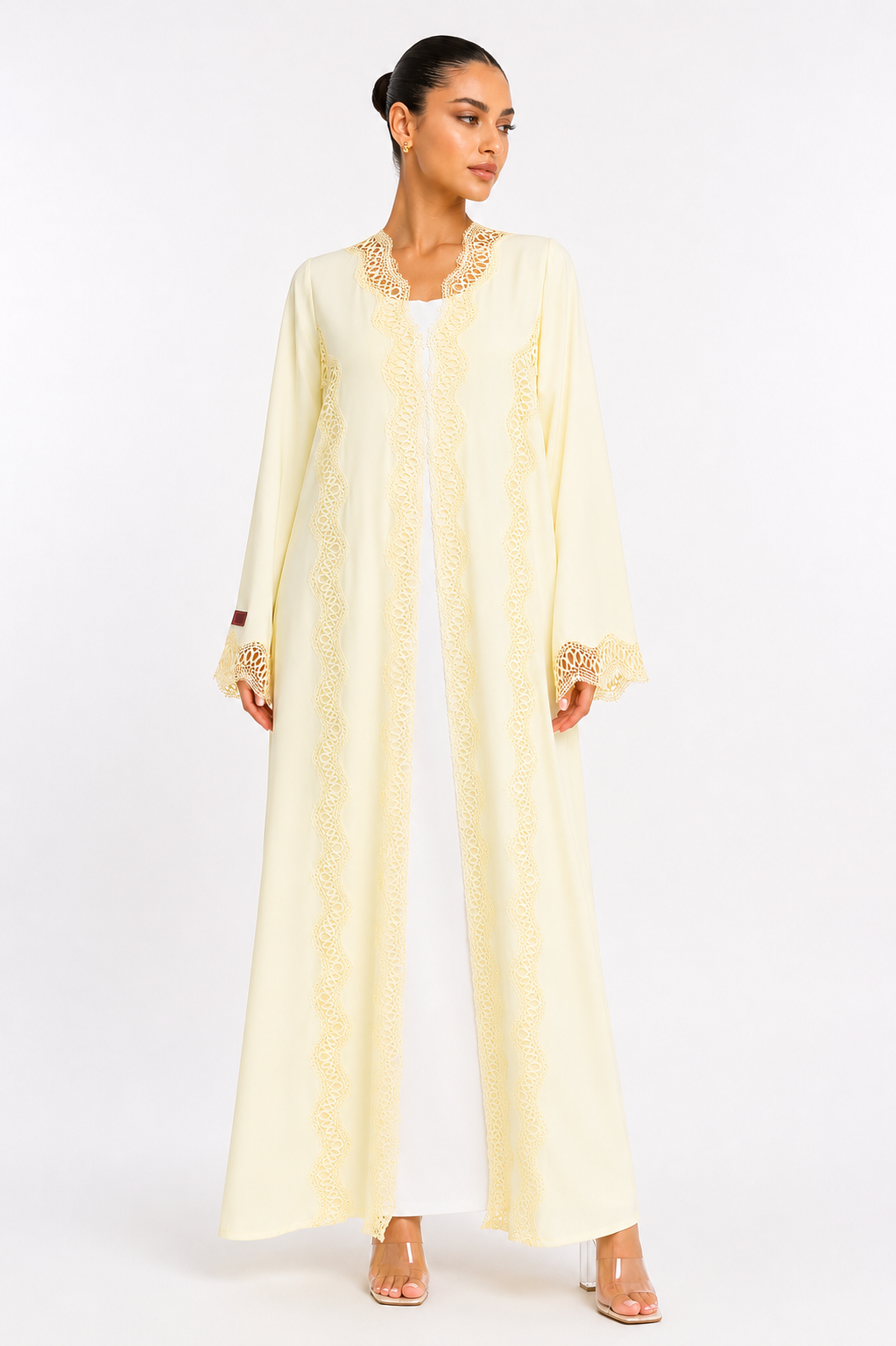 C 2508 Vanilla Fluff Lace Abaya