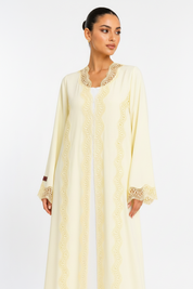 C 2508 Vanilla Fluff Lace Abaya