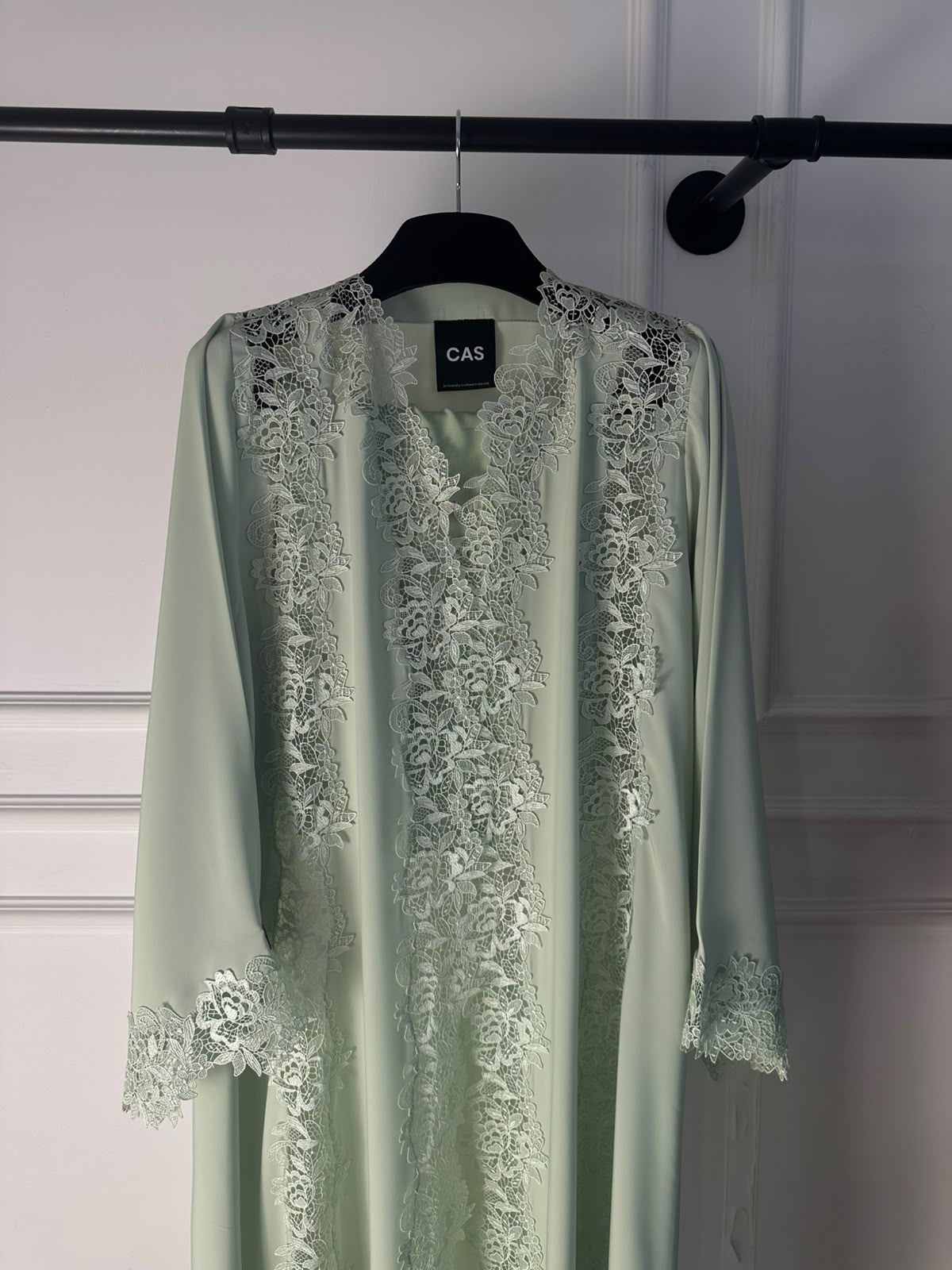 C 2510 Pistachio Dust Lace Abaya