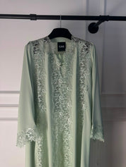 C 2510 Pistachio Dust Lace Abaya