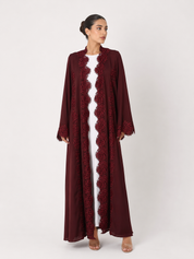 C 2511 Cherry Glaze Lace Abaya