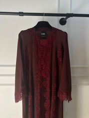 C 2511 Cherry Glaze Lace Abaya