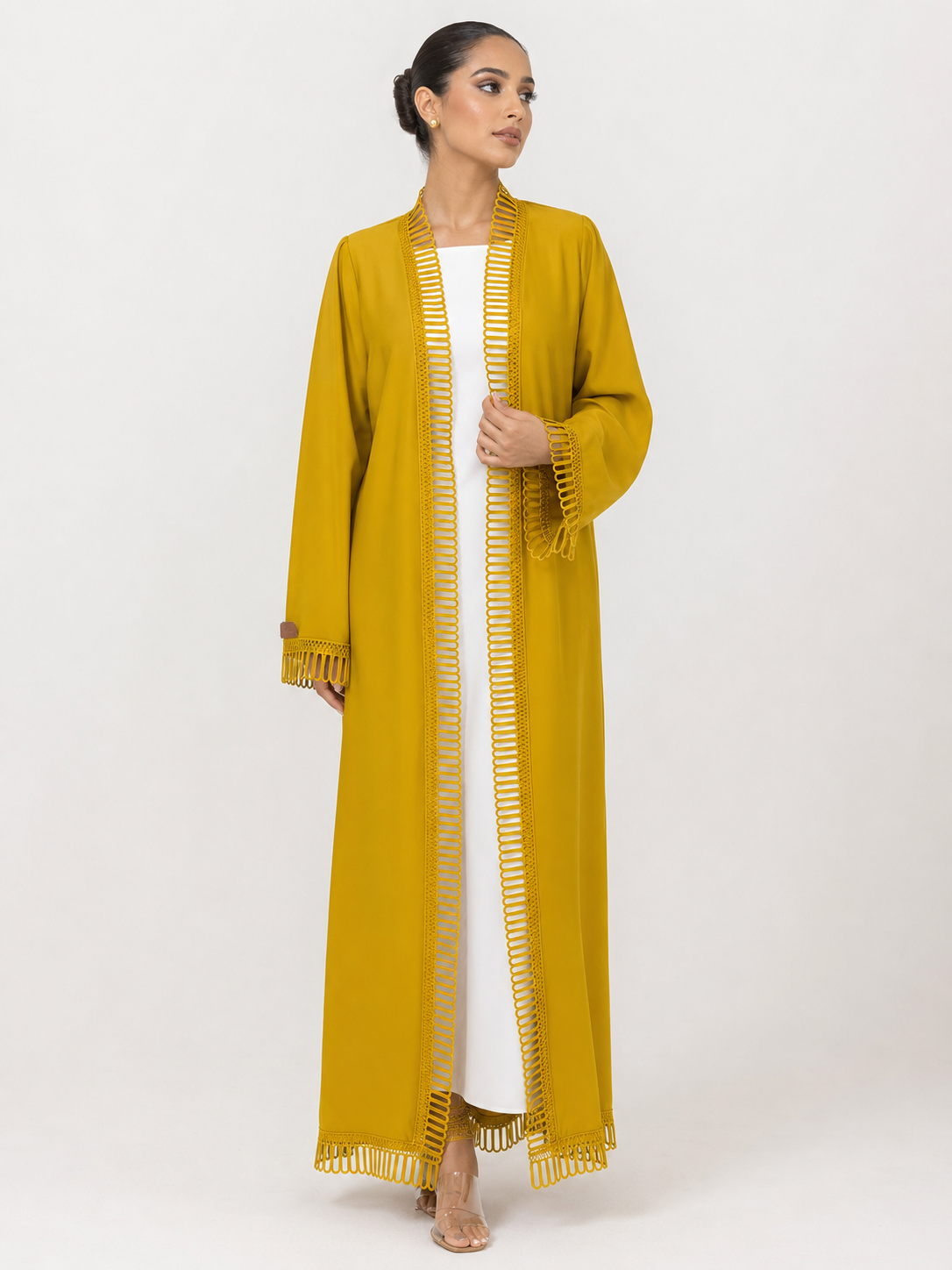 C 2512 Lemon Gelato Lace Abaya
