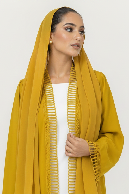 C 2512 Lemon Gelato Lace Abaya