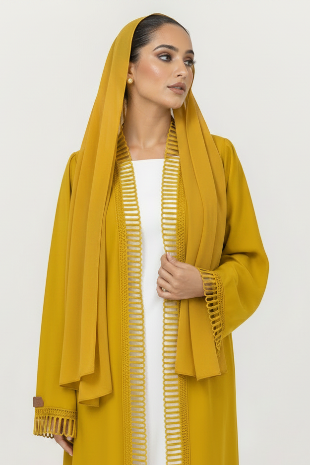C 2512 Lemon Gelato Lace Abaya