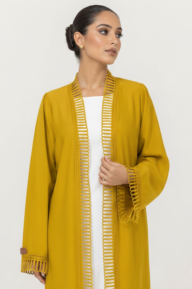 C 2512 Lemon Gelato Lace Abaya