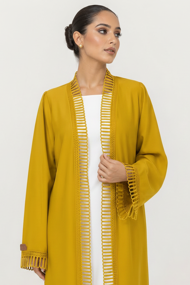 C 2512 Lemon Gelato Lace Abaya