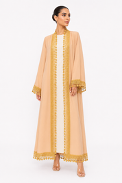 C 2513 Orange Cream Pop Lace Abaya