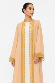 C 2513 Orange Cream Pop Lace Abaya