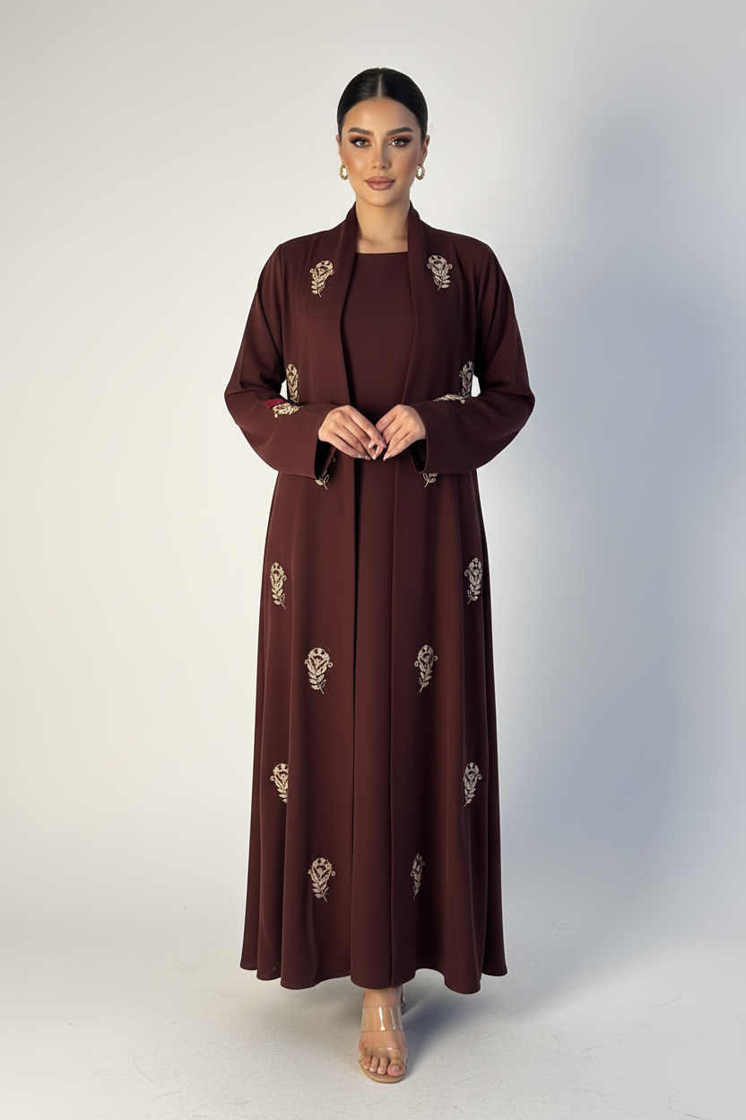 C 2517 Desert Red Beaded Abaya