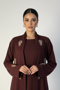 C 2517 Desert Red Beaded Abaya - XS / 50