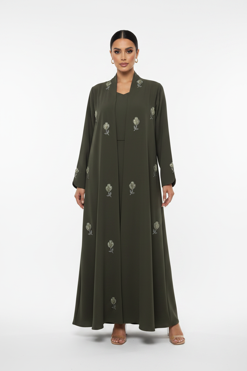 C 2518 Oasis Green Beaded Abaya