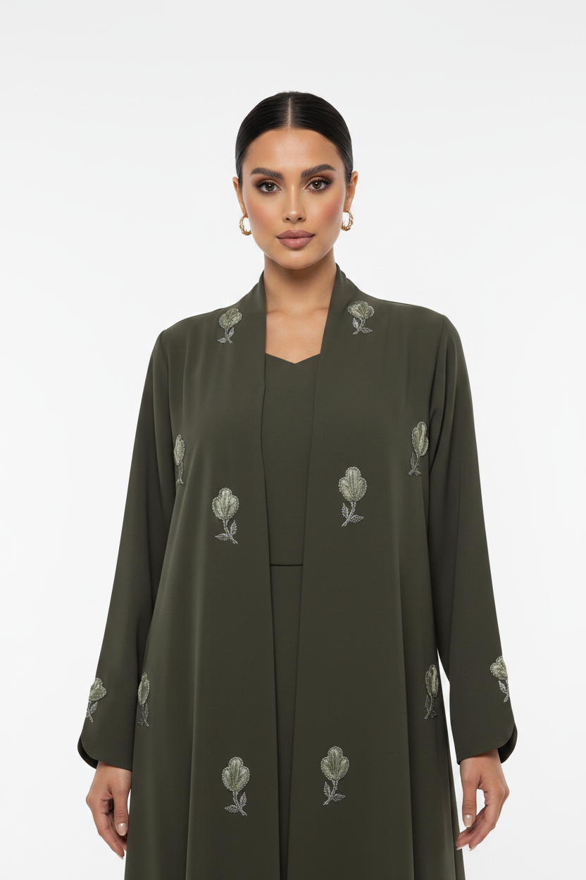 C 2518 Oasis Green Beaded Abaya