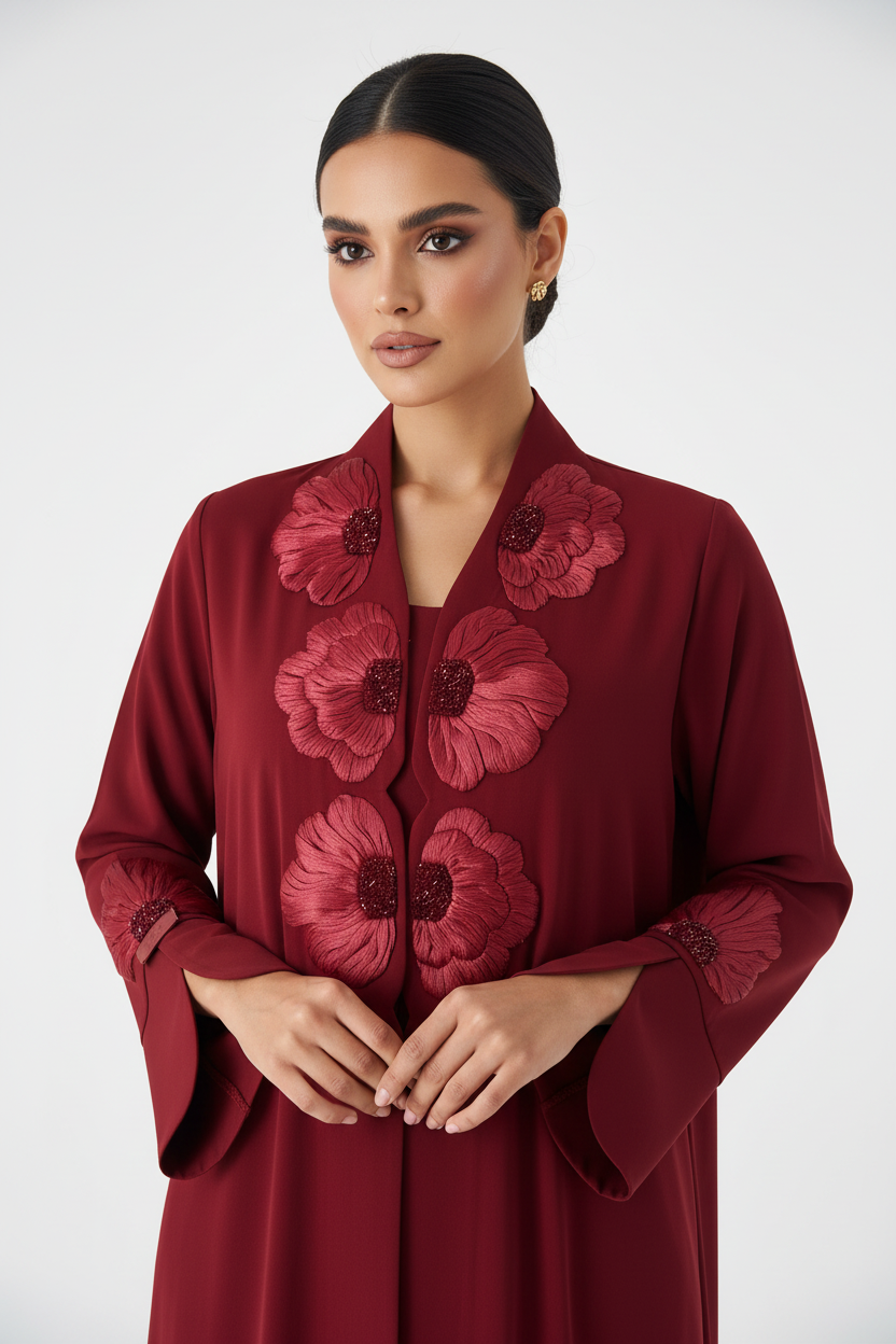 C 2519 Ruby Red Amira Abaya