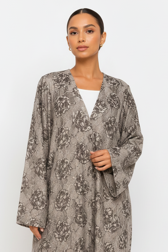 C 2520-02 Oak Brown Dantel Abaya