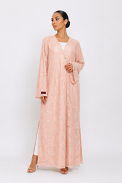 C 2520-03 Soft Pink Dantel Abaya