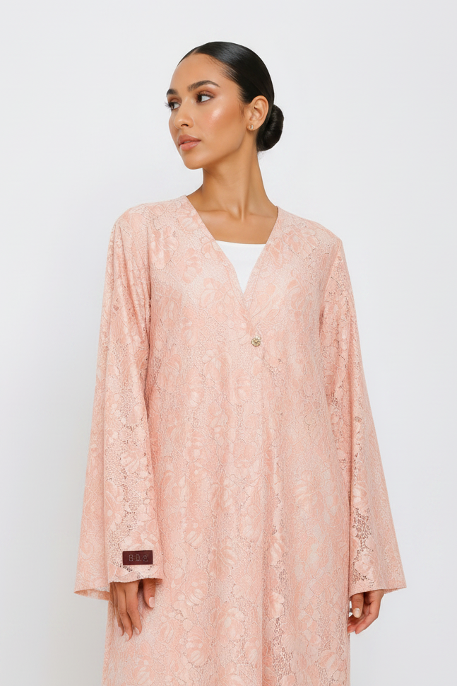 C 2520-03 Soft Pink Dantel Abaya