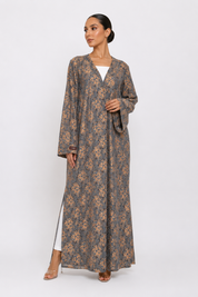 C 2520-04 Pink Blue Dantel Abaya