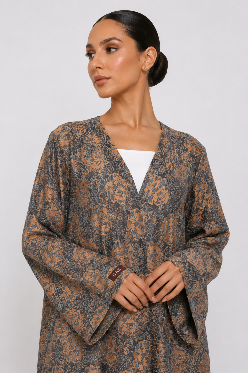C 2520-04 Pink Blue Dantel Abaya