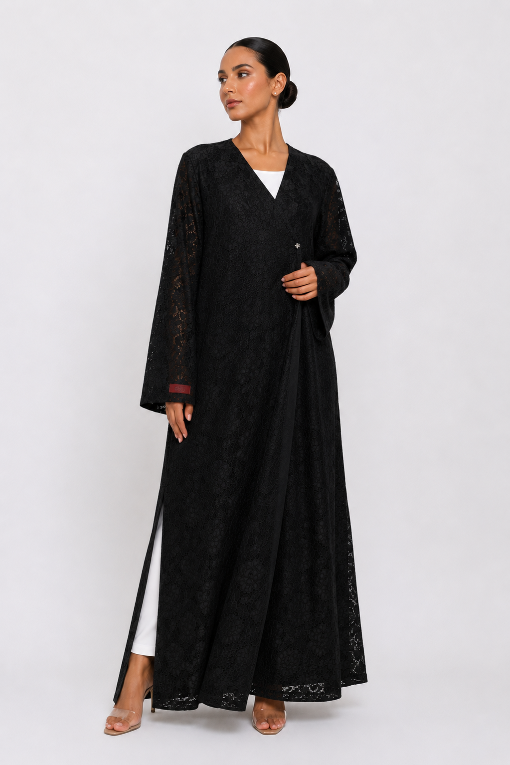 C 2520-06 Black Dantel Abaya