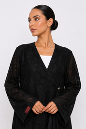 C 2520-06 Black Dantel Abaya