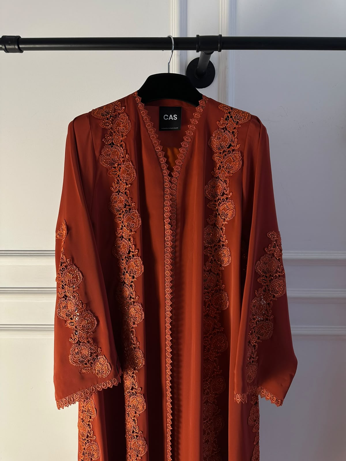 C 2521 Marigold Crystal Lace Abaya