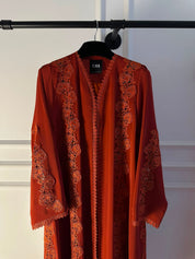 C 2521 Marigold Crystal Lace Abaya
