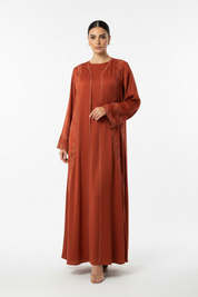C 2523 Apricot Orange Lace Abaya