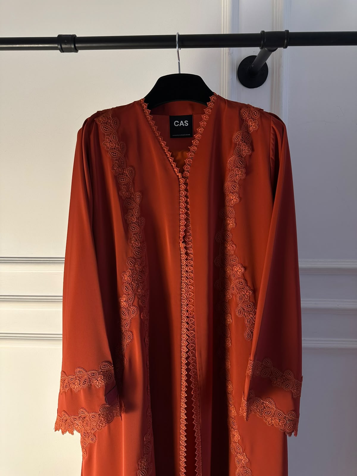 C 2523 Apricot Orange Lace Abaya