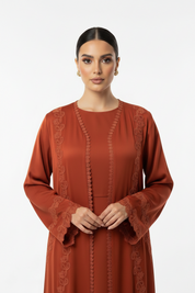 C 2523 Apricot Orange Lace Abaya