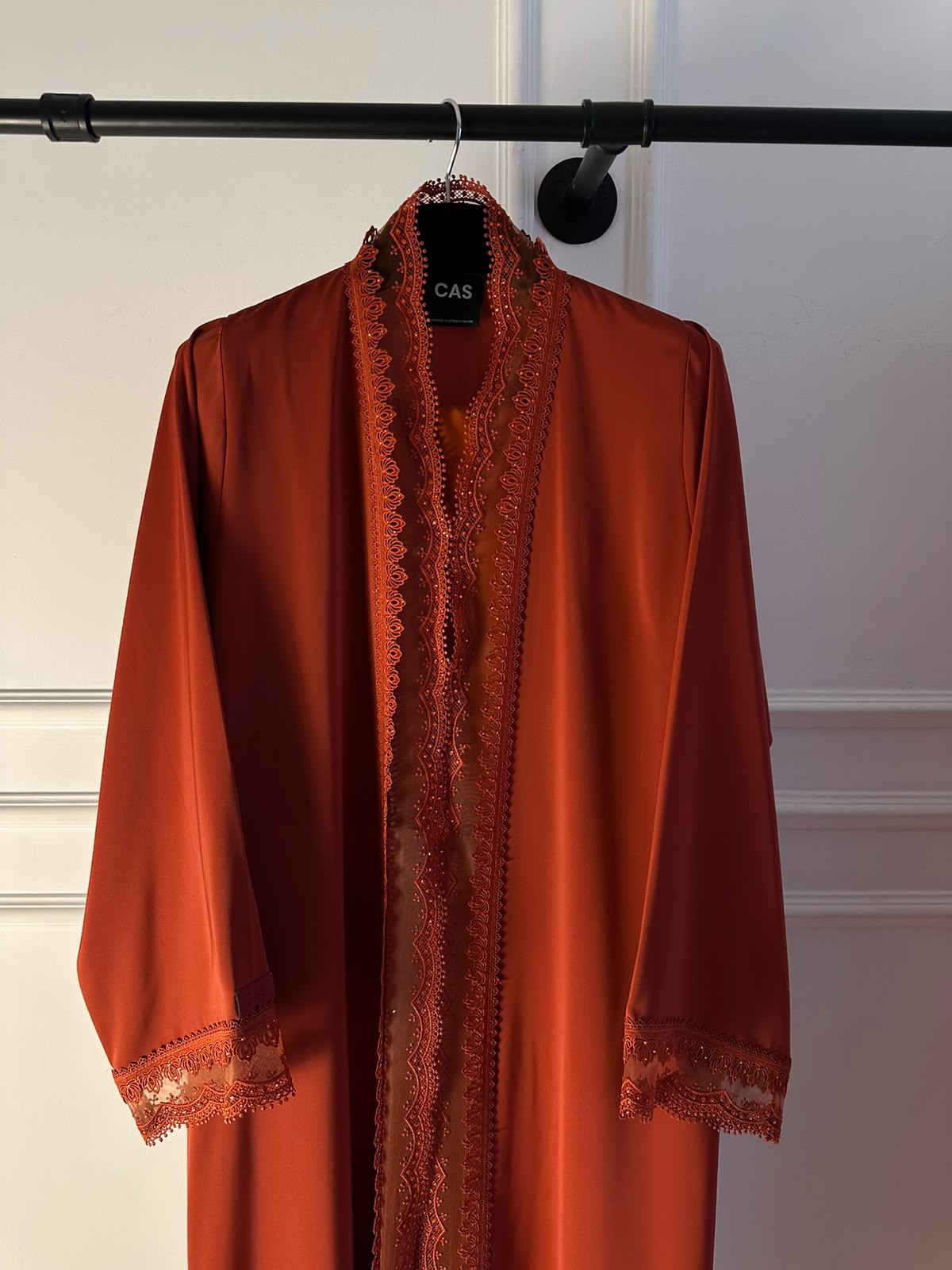 C 2524 Brick Orange Lace Abaya