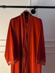 C 2524 Brick Orange Lace Abaya