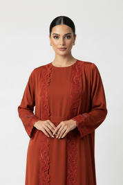 C 2525 Crimson Lace Abaya