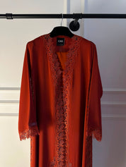 C 2526 Rust Orange Lace Abaya