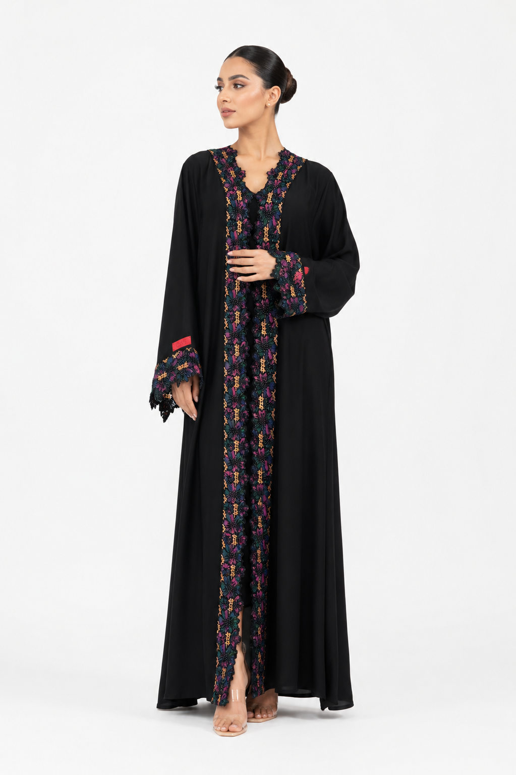 C 2527 Black Truffle Lace Abaya