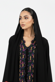 C 2527 Black Truffle Lace Abaya