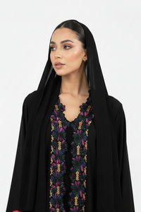 C 2527 Black Truffle Lace Abaya - XS / 50