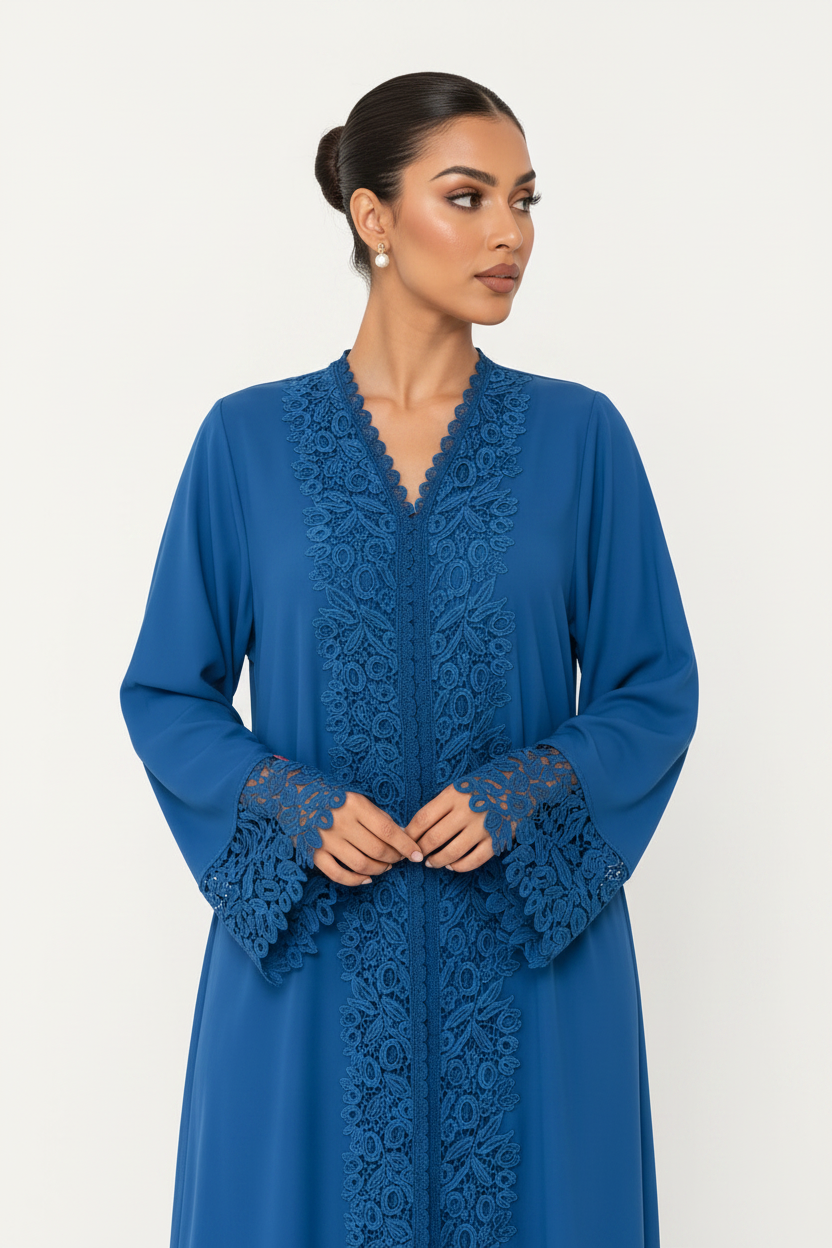 C 2528 Blueberry Bliss Lace Abaya