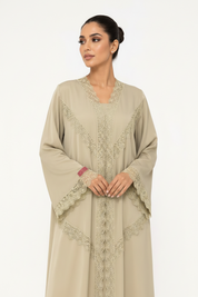 C 2529 Honeydew Cream Lace Abaya