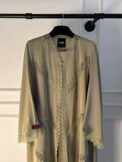 C 2529 Honeydew Cream Lace Abaya