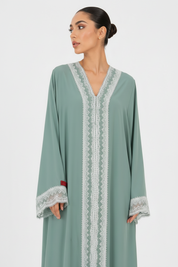 C 2530 Eucalyptus Mist Lace Abaya