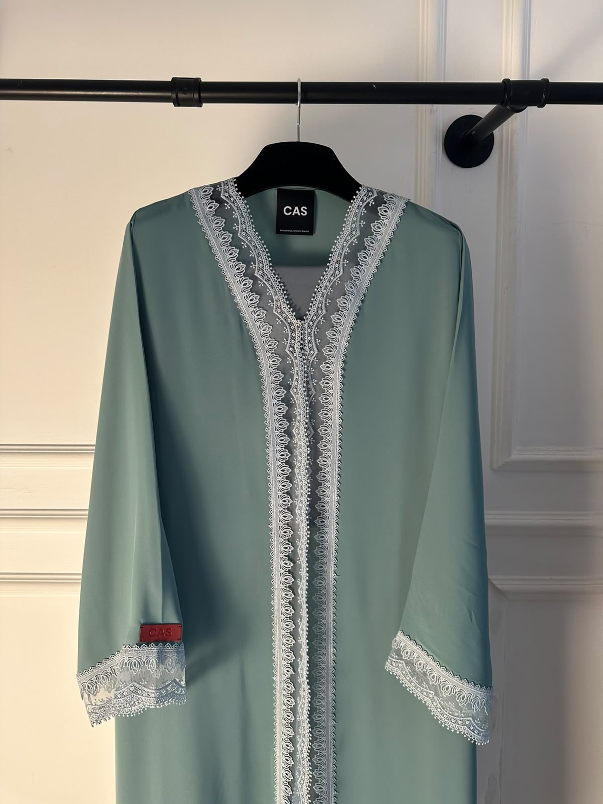 C 2530 Eucalyptus Mist Lace Abaya